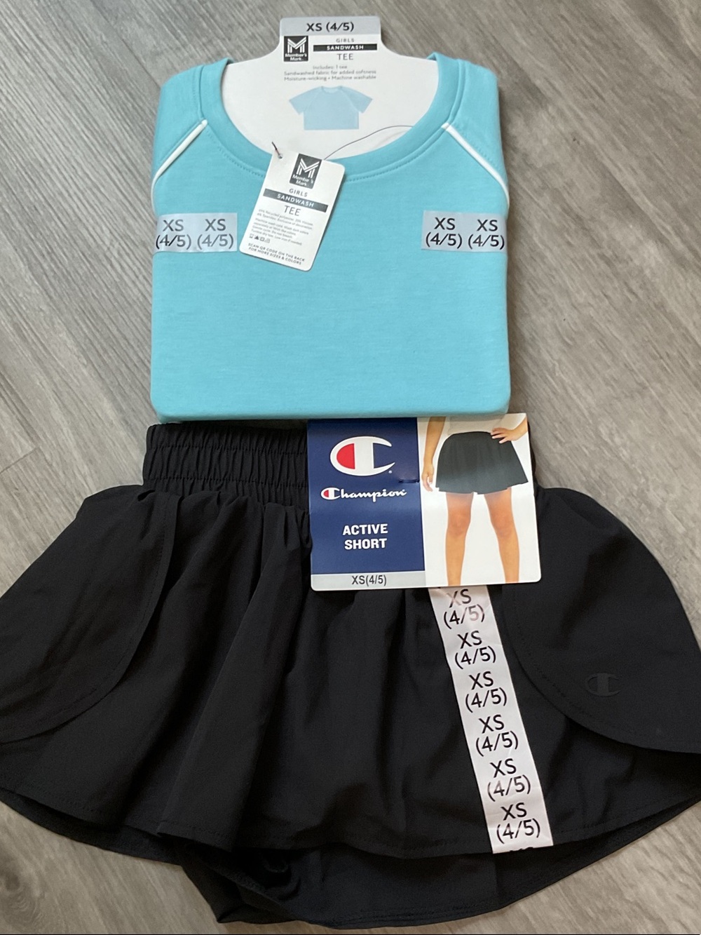 Champion Kids Black Skort with Light Blue Members Mark Tee